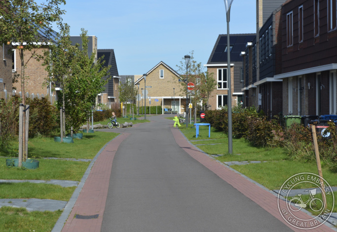 Residential street with no car parking, Delft, The Netherlands